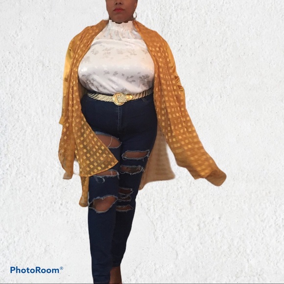 Sold! Yellow/Gold Jacket w/Built-in Tie/Scarf - Picture 7 of 16